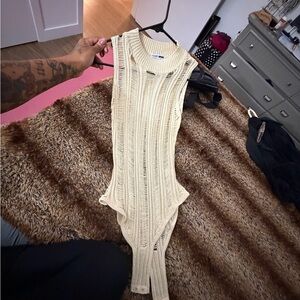 Cream Knit Sleeveless Bodysuit
